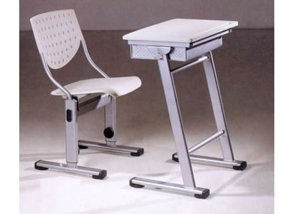 白色直管課桌椅(廠家)