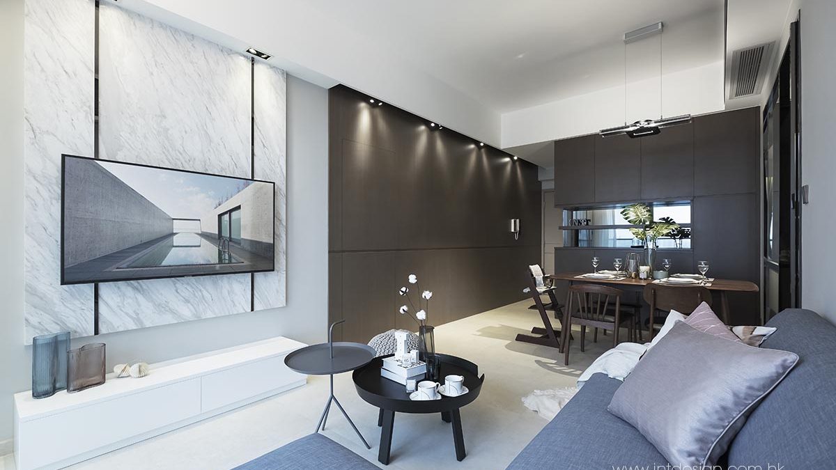 TV Marble Wall in The Latitude's Living Room